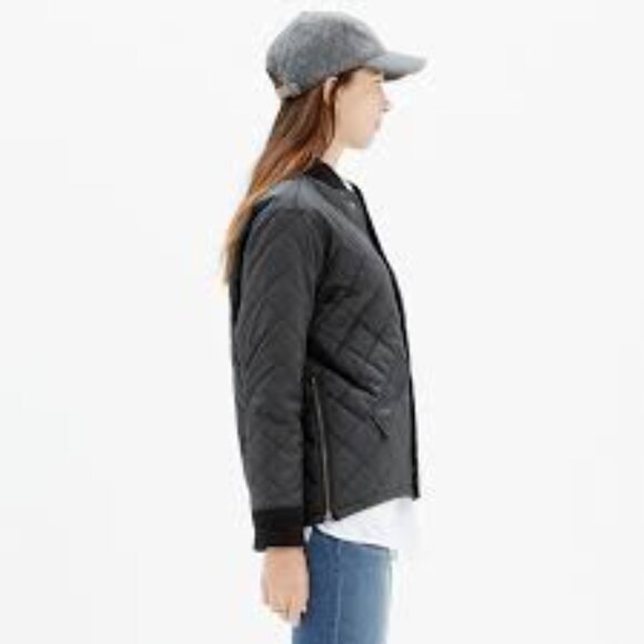 Madewell Black Quilted Session Full Zip Bomber Jacket Size S - Picture 5 of 15